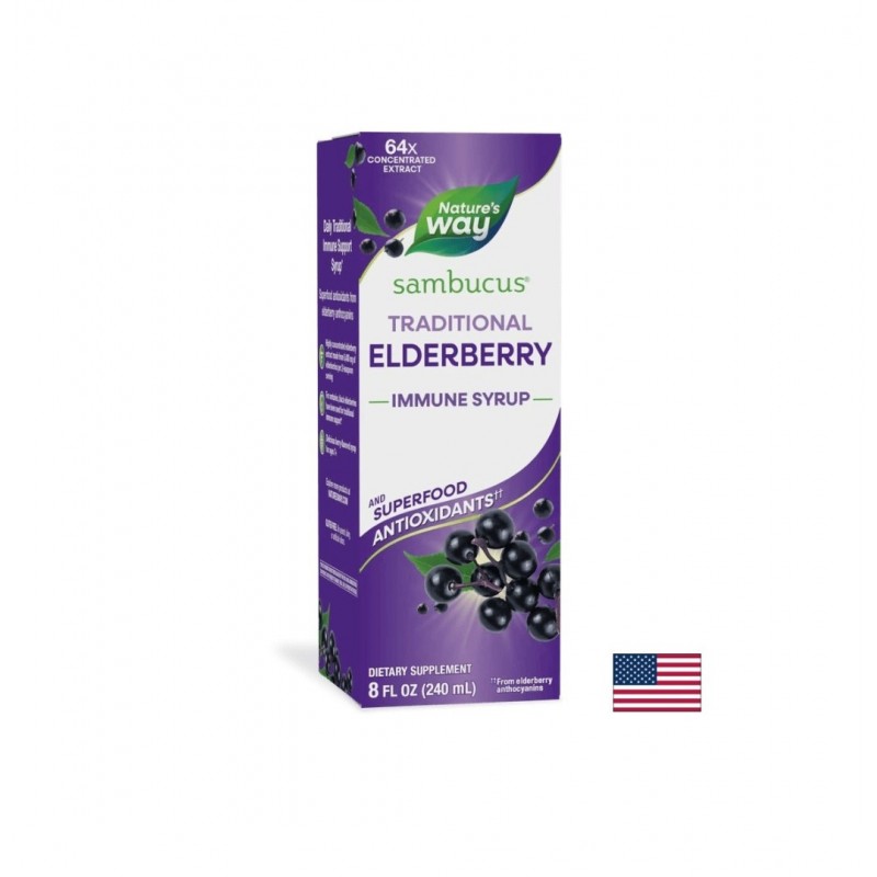 NATURE'S WAY SAMBUCUS TRADITIONAL IMMUNE ORIGINAL / САМБУКУС СИРОП С ЧЕРЕН БЪЗ 240 МЛ NATURE'S WAY SAMBUCUS TRADITIONAL IMMUNE ORIGINAL / САМБУКУС СИРОП С ЧЕРЕН БЪЗ 240 МЛ