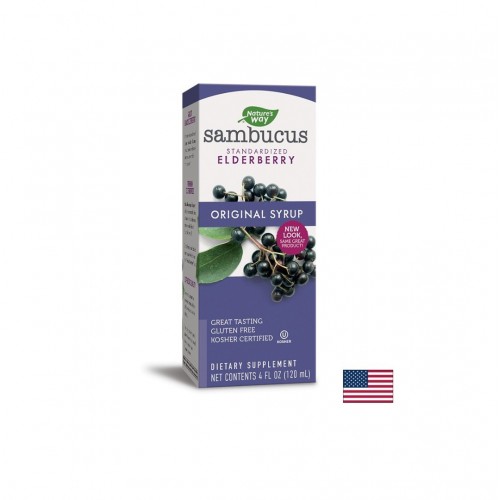 NATURE'S WAY SAMBUCUS ORIGINAL SYRUP / САМБУКУС ОРИДЖИНАЛ СИРОП С ЧЕРЕН БЪЗ 120 МЛ