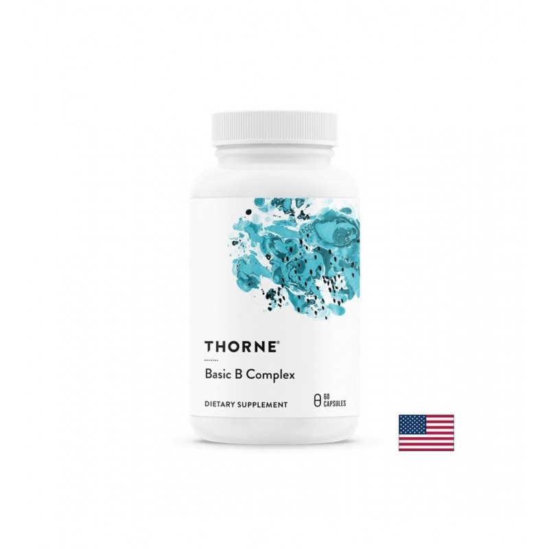 THORNE USA BASIC B COMPLEX / ВИТАМИН B КОМПЛЕКС НЕРВНА СИСТЕМА, ЕНЕРГИЯ И УМСТВЕНА ЯСНОТА КАПС. X 60