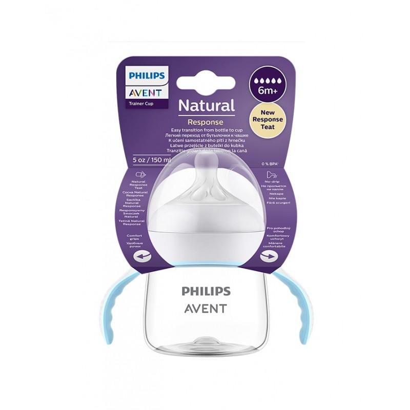 AVENT NATURAL RESPONSE / ТРЕНИЧОВЪЧНА ЧАША ЗА ПРИУЧАВАНЕ 6М+ С БИБЕРОН С ПОТОК 5 150МЛ