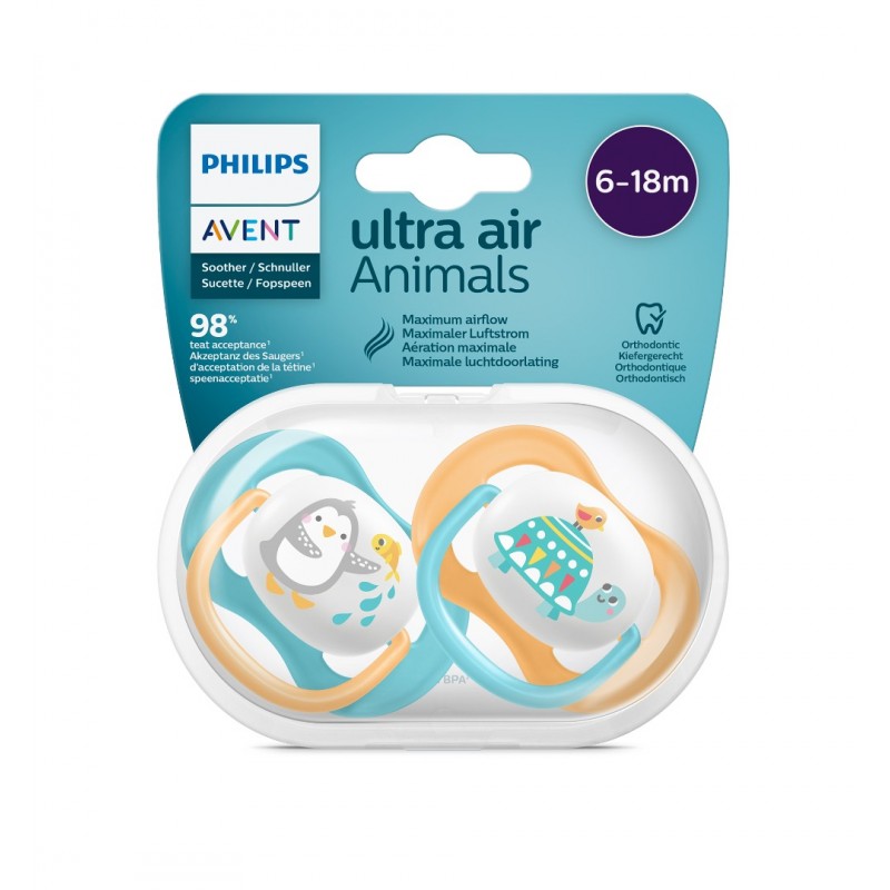 AVENT ULTRA AIR ANIMALS BOY / ОРТОДОНТИЧНА ЗАЛЪГАЛКА ОТ 6 ДО 18 МЕСЕЦА 2БР. AVENT ULTRA AIR ANIMALS BOY / ОРТОДОНТИЧНА ЗАЛЪГАЛКА ОТ 6 ДО 18 МЕСЕЦА 2БР.