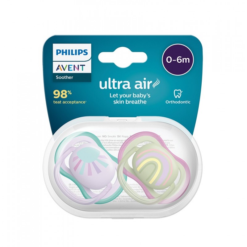 AVENT ULTRA AIR / ОРТОДОНТИЧНА ЗАЛЪГАЛКА ДЪГА ОТ 0 ДО 6 МЕСЕЦА 2БР. AVENT ULTRA AIR / ОРТОДОНТИЧНА ЗАЛЪГАЛКА ДЪГА ОТ 0 ДО 6 МЕСЕЦА 2БР.