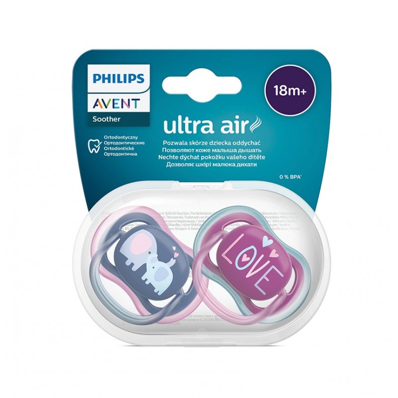 AVENT ULTRA AIR LOVE / ОРТОДОНТИЧНА ЗАЛЪГАЛКА 18+ МЕСЕЦА 2БР.