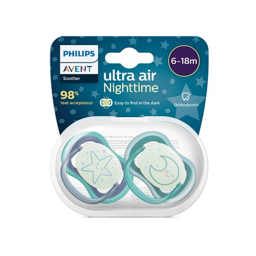 AVENT ULTRA AIR NIGHT / ОРТОДОНТИЧНА ЗАЛЪГАЛКА ЛУНА ОТ 6 ДО 18 МЕСЕЦА 2БР.