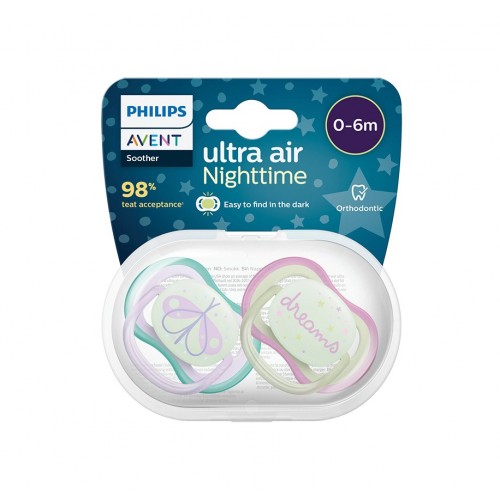 AVENT ULTRA AIR NIGHT / ОРТОДОНТИЧНА ЗАЛЪГАЛКА МЕЧТИ ОТ 0 ДО 6 МЕСЕЦА 2БР.