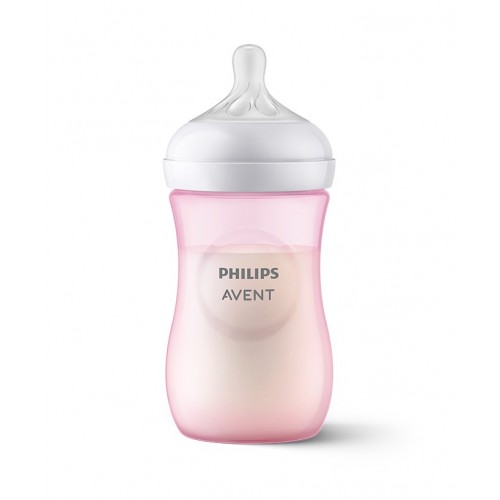 AVENT NATURAL RESPONSE / БУТИЛКА С БИБЕРОН С ПОТОК 3, ОТ 1 + МЕСЕЦА, РОЗОВ ЦВЯТ 260МЛ