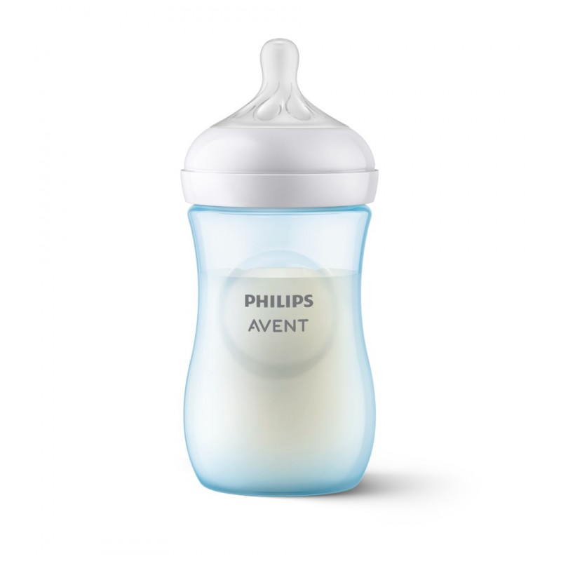 AVENT NATURAL RESPONSE / БУТИЛКА 1М + С БИБЕРОН С ПОТОК 3, СИН ЦВЯТ, 260МЛ