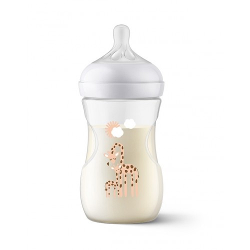 AVENT NATURAL RESPONSE / БУТИЛКА С БИБЕРОН С ПОТОК 3, ОТ 1 + МЕСЕЦА, КАРТИНКА ЗА МОМИЧЕ 260МЛ