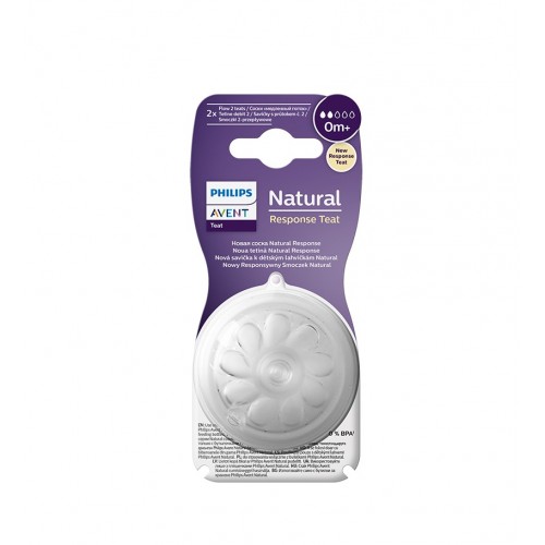 AVENT NATURAL RESPONSE / КОМПЛЕКТ ОТ 2 БРОЯ БИБЕРОНИ БЕЗ ПРОТИЧАНЕ ЗА НОВОРОДЕНИ БЕБЕТА, СИЛА НА ПОТОКА 2