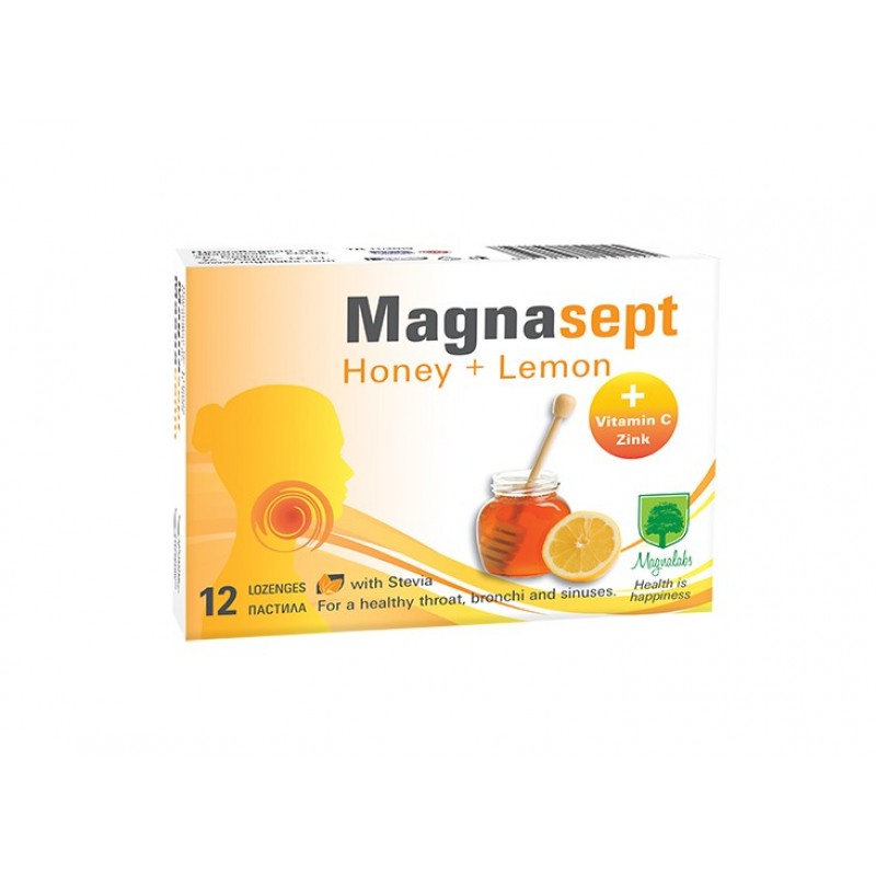 MAGNALABS MAGNASEPT HONEY+LEMON / МАГНАЛАБС МАГНАСЕПТ МЕД И ЛИМОН ПАСТИЛИ X12 MAGNALABS MAGNASEPT HONEY+LEMON / МАГНАЛАБС МАГНАСЕПТ МЕД И ЛИМОН ПАСТИЛИ X12