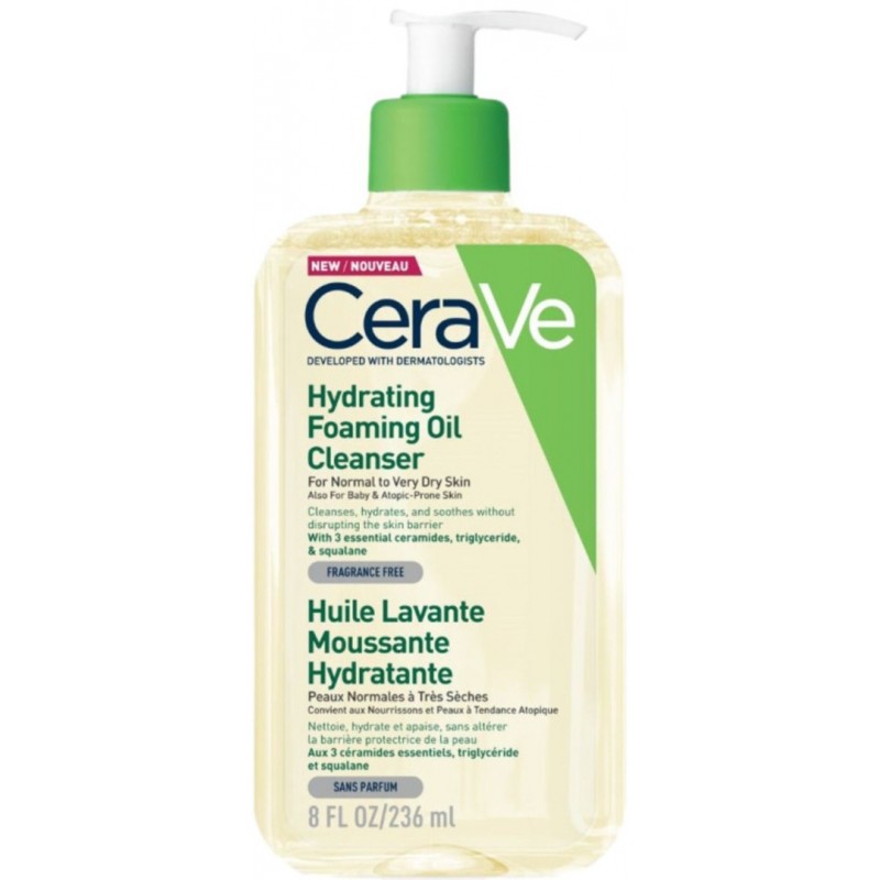 CERAVE HYDRATING FOAMING OIL CLEANSER / СЕРАВЕ ХИДРАТИРАЩО ИЗМИВАЩО ОЛИО ЗА ЛИЦЕ И ТЯЛО ЗА НОРМАЛНА ДО СУХА КОЖА 236МЛ