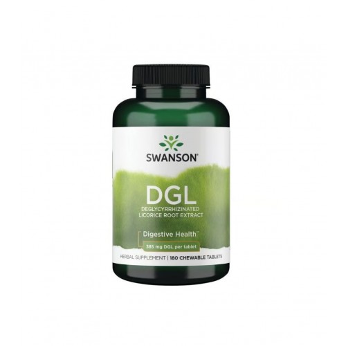 SWANSON DGL DEGLYCYRRHIZINATED LICORICE ROOT EXTRACT / СУОНСЪН ЕКСТРАКТ ОТ КОРЕН НА ЖЕНСКО БИЛЕ DGL С ДЕГЛИЦИРИЗИРАНО ДЕЙСТВИЕ 385 МГ ДЪВЧАЩИ ТАБЛ. X 180