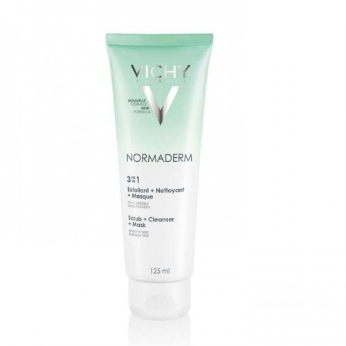 VICHY NORMADERM 3 IN 1 SCRUB + CLEANSER + MASK / ВИШИ 3 В 1 ГЕЛ, ЕКСФОЛИАНТ И МАСКА 125МЛ
