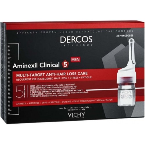 VICHY DERCOS AMINEXIL CLINICAL 5 / ВИШИ АМПУЛИ ПРОТИВ КОСОПАД ПРИ МЪЖЕ 6МЛ Х21 VICHY DERCOS AMINEXIL CLINICAL 5 / ВИШИ АМПУЛИ ПРОТИВ КОСОПАД ПРИ МЪЖЕ 6МЛ Х21