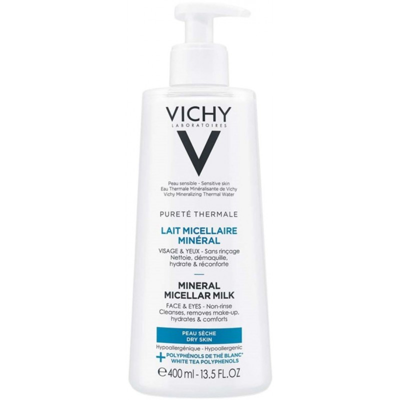 VICHY PURETE THERMALE MINERAL MICELLAR MILK / ВИШИ МИЦЕЛАРНО МЛЯКО ЗА СУХА КОЖА 400МЛ