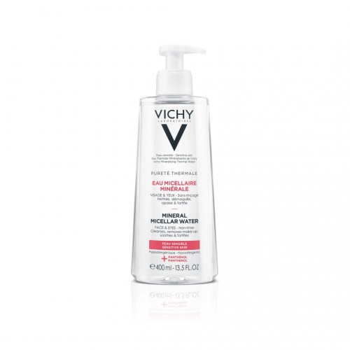 VICHY PURETE THERMALE MINERAL MICELLAR WATER / ВИШИ МИЦЕЛАРНА ВОДА С ПАНТЕНОЛ ЗА ЛИЦЕ И ОЧИ ЗА ЧУВСТВИТЕЛНА КОЖА 400МЛ