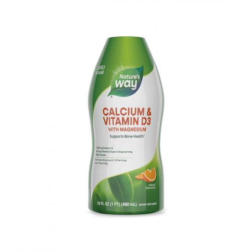 NATURE'S WAY FAST ABSORBING LIQUID CALCIUM + VITAMIN D3 / КАЛЦИЙ + ВИТАМИН D3 (ТЕЧЕН, С ВКУС НА ЦИТРУС) 480МЛ