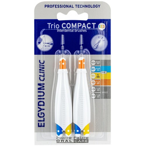 ELGYDIUM CLINIC TRIO COMPACT INTERDENTAL BRUSHES / ЕЛГИДИУМ ТРИО КОМПАКТ ЗА ТЕСНИ МЕЖДУЗЪБНИ ПРОСТРАНСТВА МИКС ELGYDIUM CLINIC TRIO COMPACT INTERDENTAL BRUSHES / ЕЛГИДИУМ ТРИО КОМПАКТ ЗА ТЕСНИ МЕЖДУЗЪБНИ ПРОСТРАНСТВА МИКС