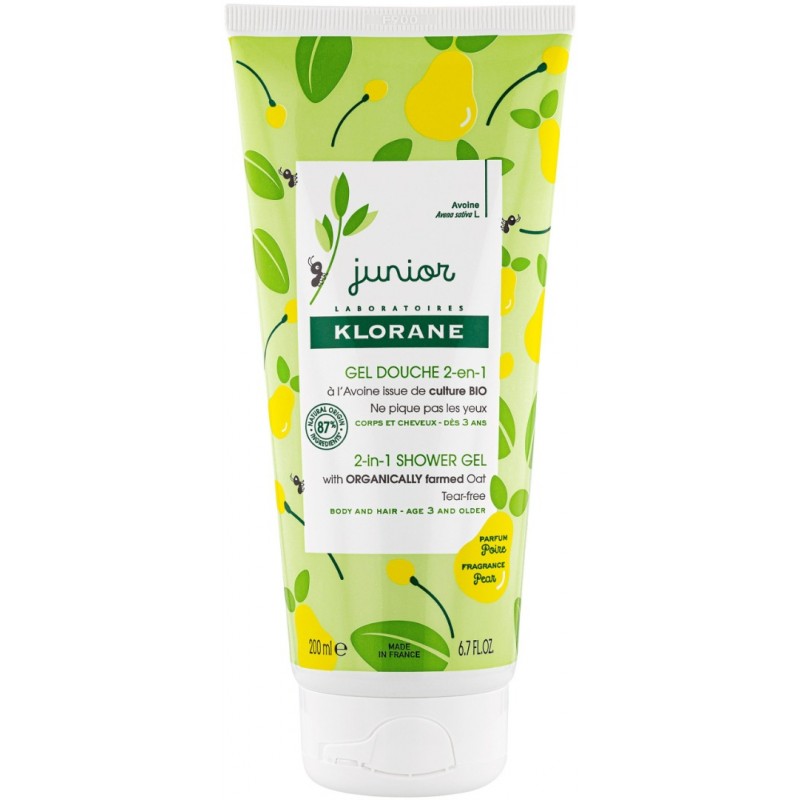KLORANE JUNIOR SHOWER GEL / ДУШ-ГЕЛ 2В1 ЗА КОСА И ТЯЛО С ОВЕС И АРОМАТ НА КРУША ЗА ДЕТСКА ГРИЖА 200МЛ