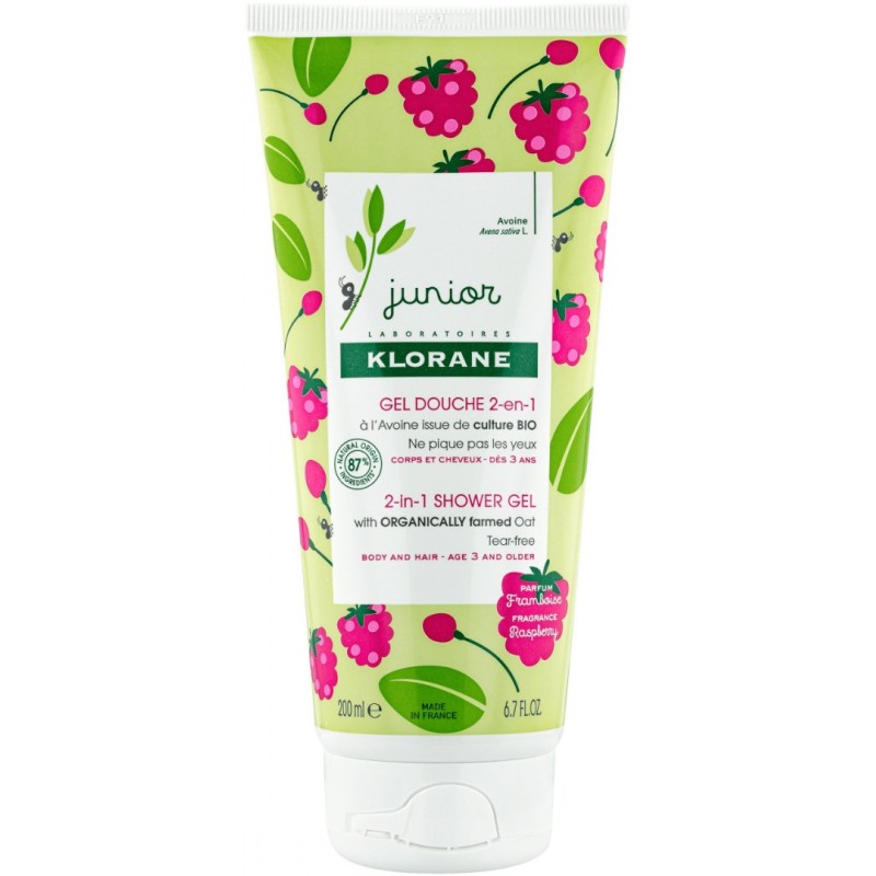 KLORANE JUNIOR SHOWER GEL / ДУШ-ГЕЛ 2В1 ЗА КОСА И ТЯЛО С ОВЕС И АРОМАТ ОТ МАЛИНА ЗА ДЕТСКА ГРИЖА 200МЛ KLORANE JUNIOR SHOWER GEL / ДУШ-ГЕЛ 2В1 ЗА КОСА И ТЯЛО С ОВЕС И АРОМАТ ОТ МАЛИНА ЗА ДЕТСКА ГРИЖА 200МЛ