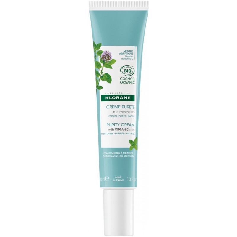 KLORANE MINT CREAM / КРЕМ ЗА ЛИЦЕ ЗА КОМБИНИРАНА КЪМ МАЗНА КОЖА С ОРГАНИЧНА ВОДНА МЕНТА 40МЛ