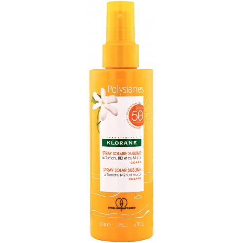 KLORANE SUN POLYSIANES / СЛЪНЦЕЗАЩИТЕН СПРЕЙ SPF50+ ЗА ТЯЛО С ОРГАНИЧНО МАСЛО ОТ ТАМАНУ 200МЛ KLORANE SUN POLYSIANES / СЛЪНЦЕЗАЩИТЕН СПРЕЙ SPF50+ ЗА ТЯЛО С ОРГАНИЧНО МАСЛО ОТ ТАМАНУ 200МЛ