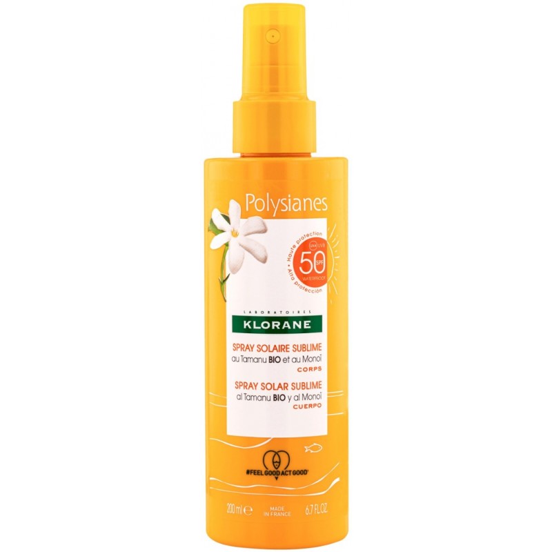 KLORANE SUN POLYSIANES / СЛЪНЦЕЗАЩИТЕН СПРЕЙ SPF50+ ЗА ТЯЛО С ОРГАНИЧНО МАСЛО ОТ ТАМАНУ 200МЛ