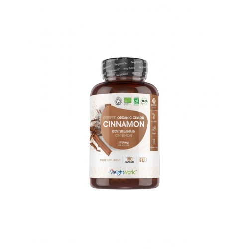 WEIGHT WOLRD / ORGANIC CEYLON CINNAMON / ЦЕЙЛОНСКА КАНЕЛА (ОРГАНИК) 1000МГ КАПС. Х180
