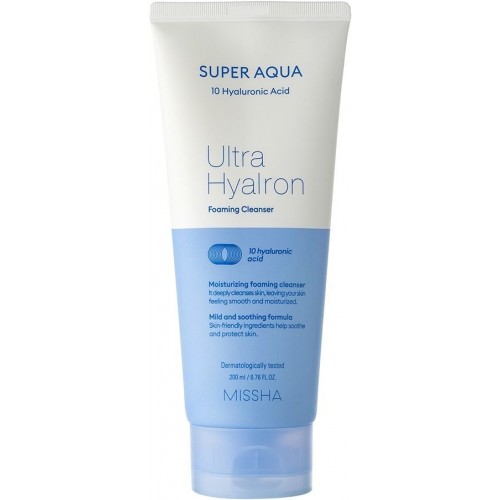 MISSHA SUPER AQUA ULTRA HYALON FOAMING CLEANSER / МИША ПОЧИСТВАЩА ПЯНА С 10 ВИДА ХИАЛУРОНОВА КИСЕЛИНА 200МЛ