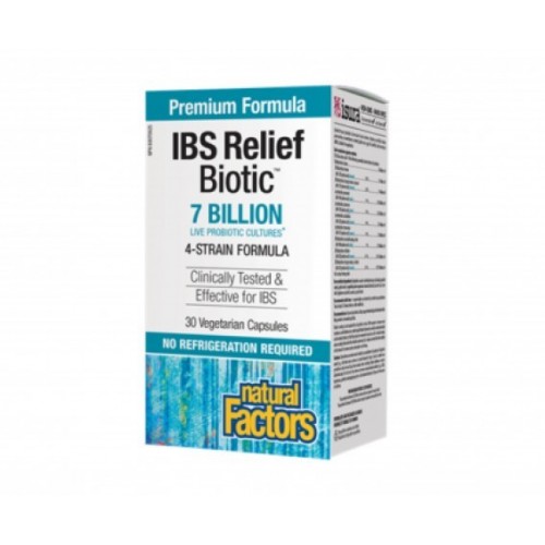 NATURAL FACTORS IBS RELIEF BIOTIC / 7 МЛРД. АКТИВНИ ПРОБИОТИЦИ, 4 ЩАМА КАПС. Х30