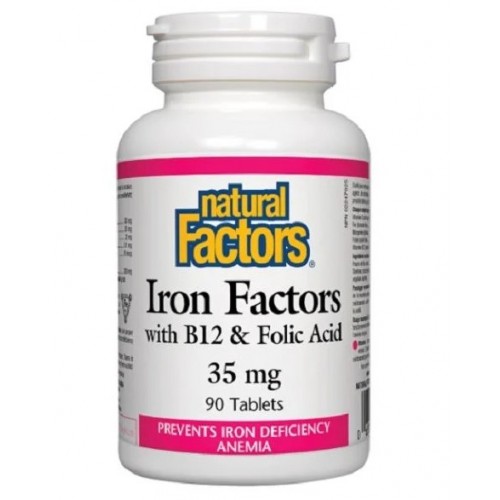 NATURAL FACTORS IRON FACTORS / ЖЕЛЯЗО С ВИТАМИН B12 ФОЛИЕВА КИСЕЛИНА 35МГ ТАБЛ. Х90 NATURAL FACTORS IRON FACTORS / ЖЕЛЯЗО С ВИТАМИН B12 ФОЛИЕВА КИСЕЛИНА 35МГ ТАБЛ. Х90