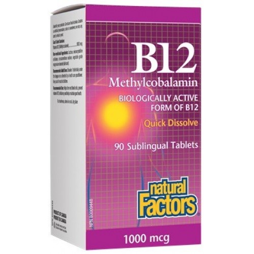 Natural Factors Витамин B12 1000 mcg x 90 сублингвални таблетки Natural Factors Витамин B12 1000 mcg x 90 сублингвални таблетки