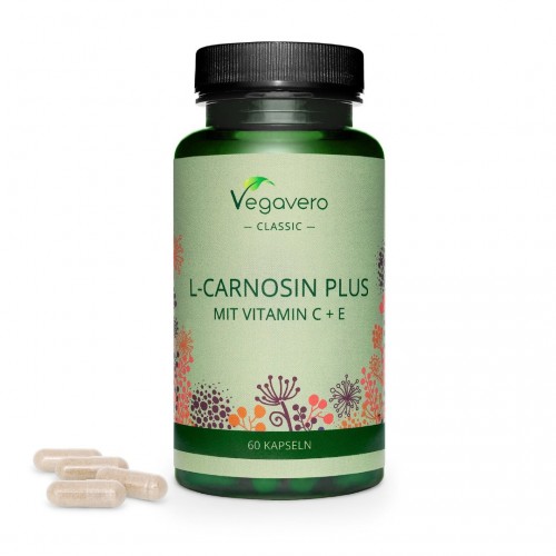 Vegavero L-Carnosine Plus Mit Vitamin C+E   Л-Карнозин Плюс витамин С+ Е 500 mg капс x60